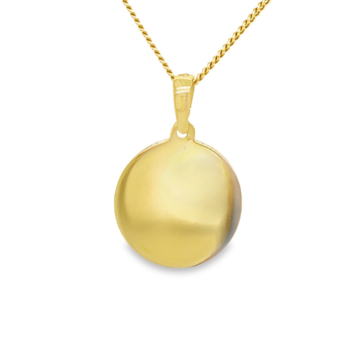 Geelgouden graveerhanger rond 13mm