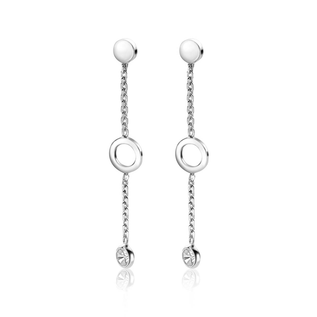 ZINZI zilveren oorhangers met zirkonia