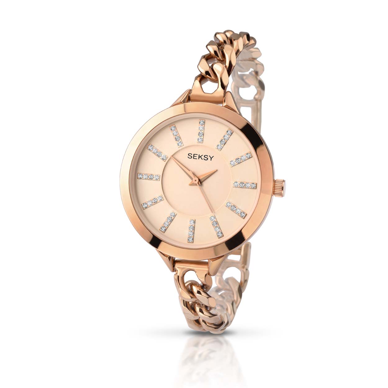 Sekonda SEKSY dames horloge.
Kast maat: 35 mm
Kast materiaal; roségoudkleurig messing
Kast dikte; 09 mm
Uurwerk: Quartz Japans
Glas: Mineraal
Waterdichtheid; 0 bar
Horlogeband; roségoudkleurig messing
Maat aansluiting band; 08 mm
Wijzerplaat; roségoudkleurig met roségoudkleurige aanduidingen
Lichtfunctie; Nee