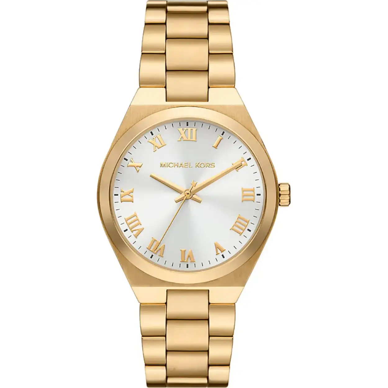 Goudkleur stalen quartz horloge
