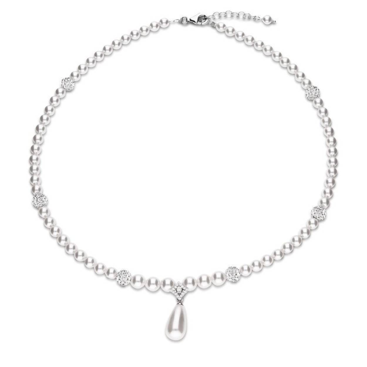 Deze ketting behoort tot de Charm collectie van het merk Spark Jewelry. 
De ketting is gemaakt van 925 sterling zilver, de allerbeste kwaliteit zilver, met meerdere parels die mooi glanzen en die worden afgewisseld met meerdere zilveren bedels. Aan de achterkant zit een handige karabijnsluiting, waardoor u deze ketting gemakkelijk om- en afdoet. De langwerpige parel hanger aan de voorkant heeft ook een mooie rosé kleur. 
Spark Jewelry staat garant voor de mooiste sieraden die gebruik maken van de schitterende Swarovski kristallen.