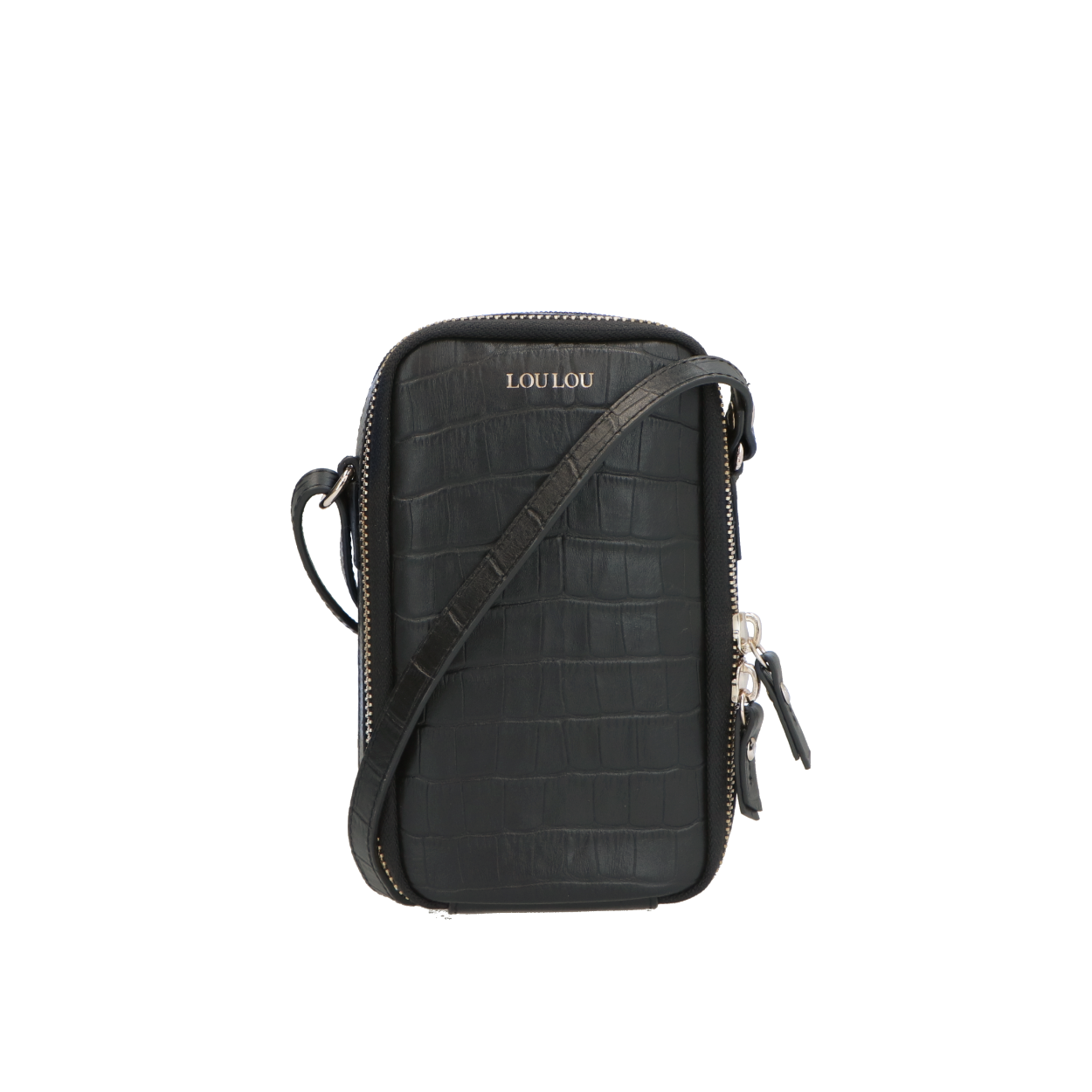 De 01Mobilebag; Je smartphone, passen en zonnebril bij elkaar in 1 telefoontasje. In het voorste compartiment vind je 8 steekvakjes op creditcard formaat, waarvan twee met doorzichtig micra, leuk voor foto’s van je loved ones. Natuurlijk voldoende ruimte voor je smartphone en bijvoorbeeld je lipgloss of mascara. In het achterste compartiment een extra steekvak en voldoende ruimte voor bijvoorbeeld een zonnebril. Op de achterkant een extra vakje voor muntgeld.

RFID-bescherming over de gehele tas
Twee hoofdvakken met ritssluiting
Extra (munt)ritsvak op de achterkant
8 Steekvakjes op creditcard formaat
Waarvan 2 steekvakjes voorzien van doorzichtig micra (voor foto’s)
Verstelbare schouderband (drop lengte van 73 cm)
Inclusief spiegeltje
Extra steekvak aan binnenzijde
Signature gestreepte LouLou voering
Afmetingen 10 x 5 x 17 cm
200 gram
LWG gelooid leder-leder

