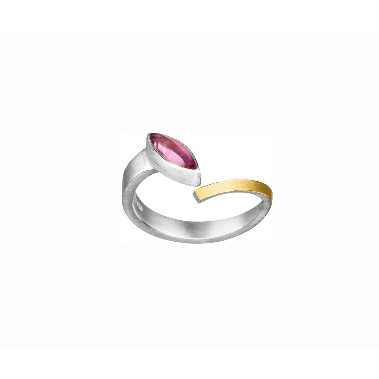 Ring zilver/goud met tourmalijn