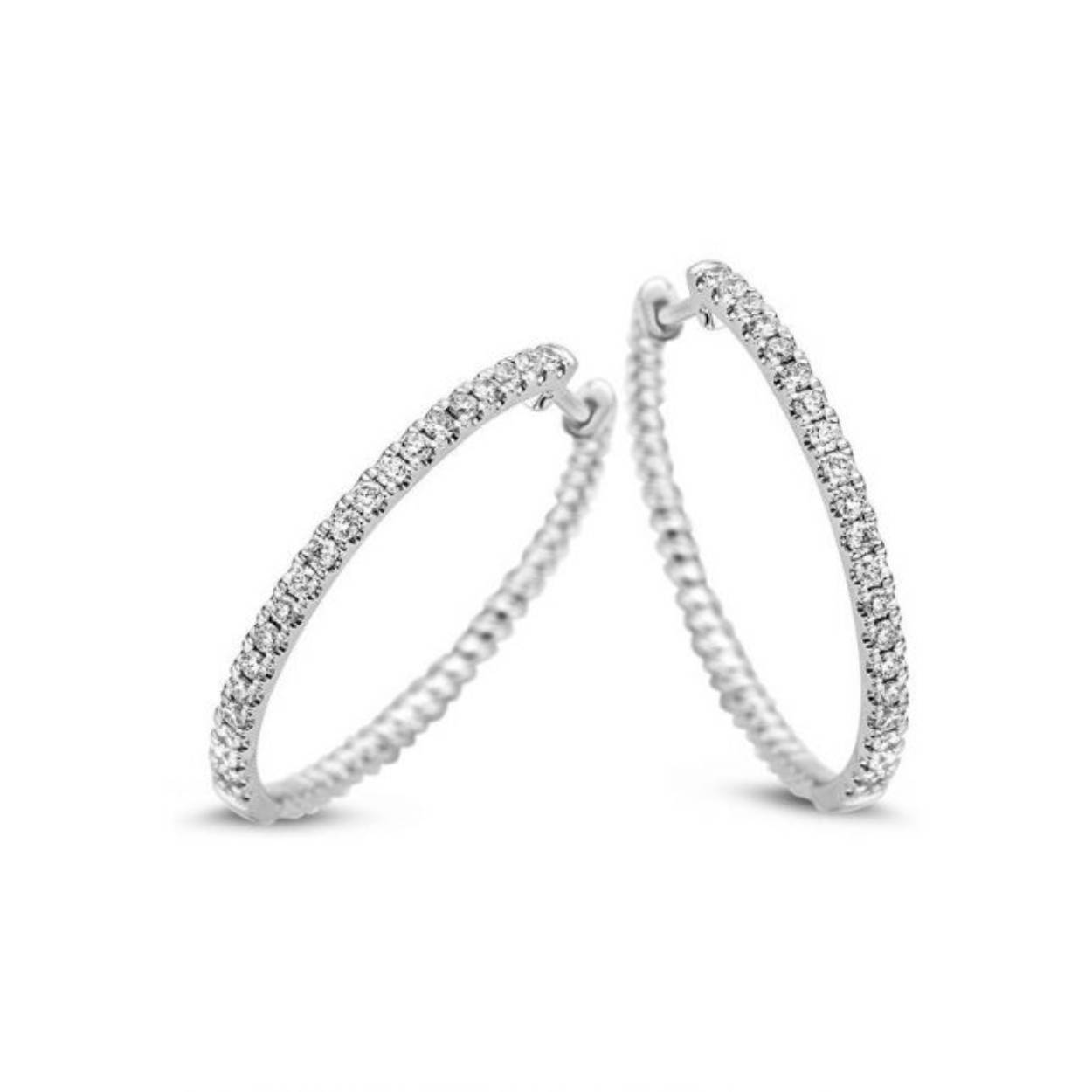 Witgouden creolen diamant totaal 0.48ct diamant H/SI