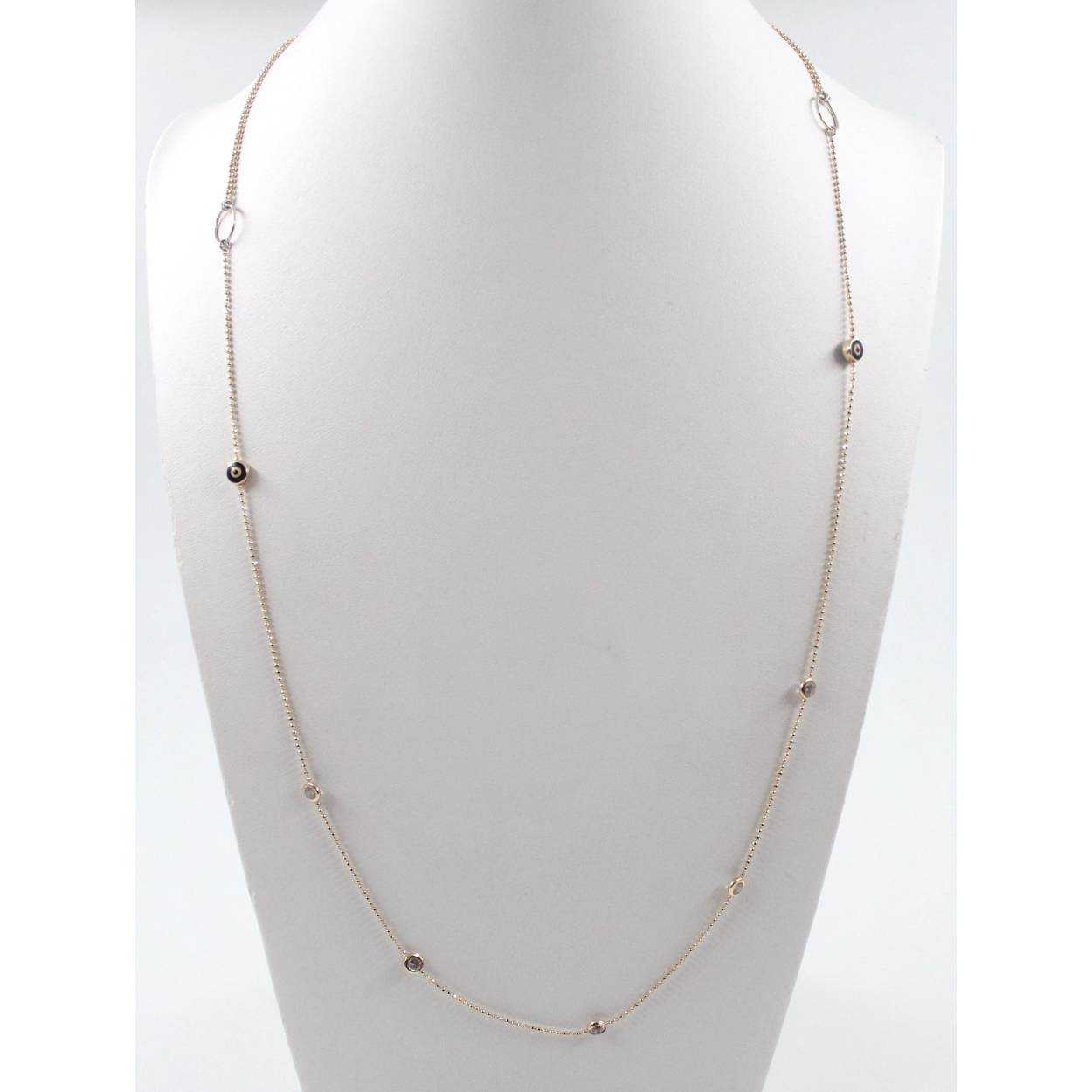 14 Karaat geel gouden collier met nazar oog en briljant geslepen zirkonia.