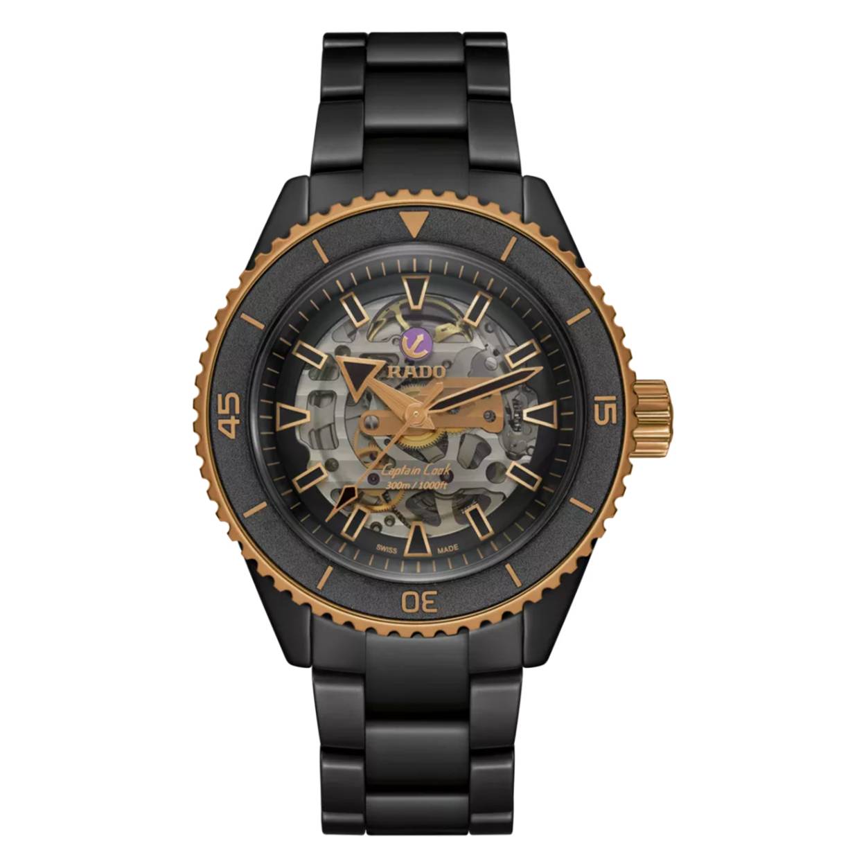 Rado Captain Cook High-Tech Keramiek Skeleton met zwarte Super-Luminova