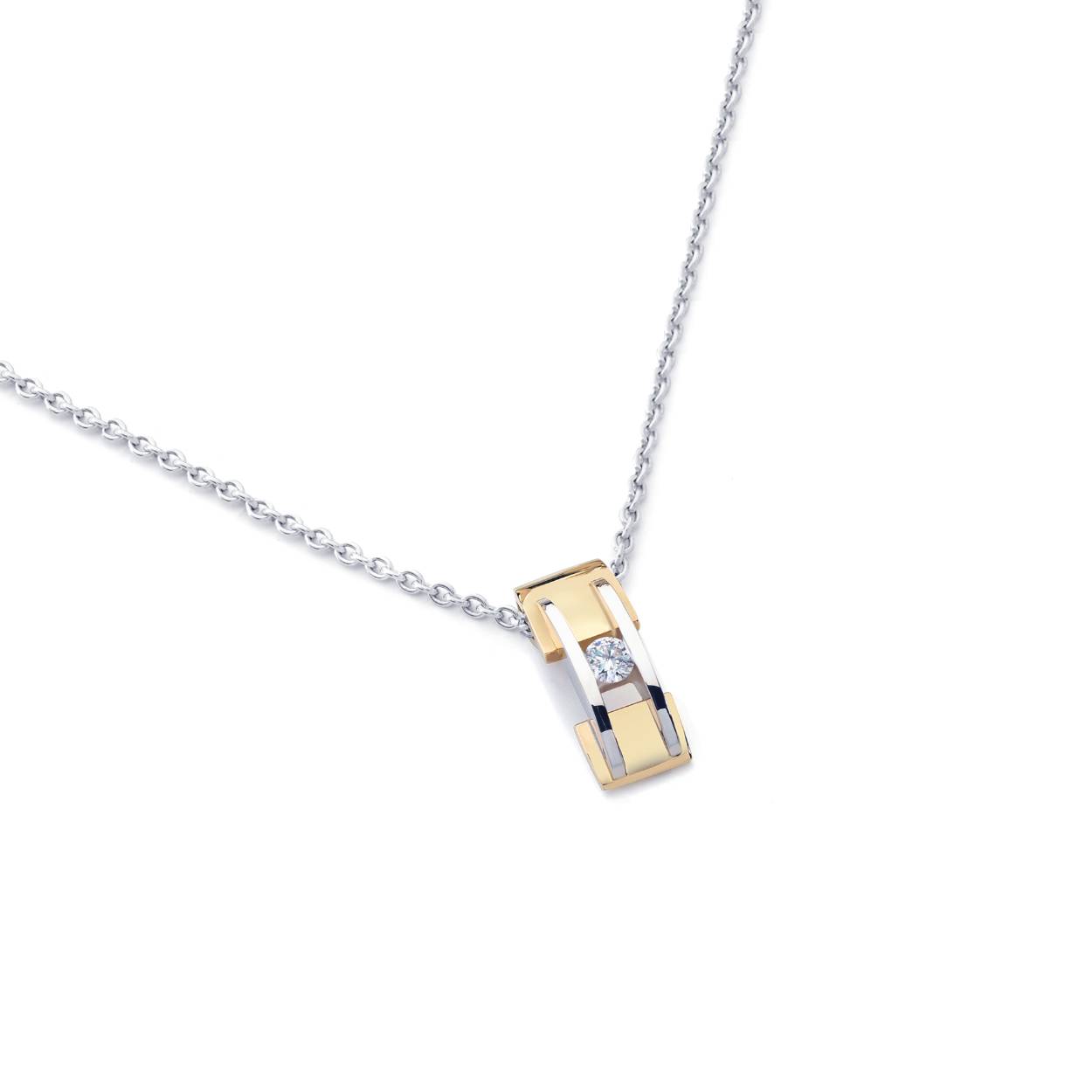 Geel-wit gouden hanger met diamant, briljant geslepen si/river 0.05crt
(exclusief collier)

ook leverbaar als ring en als half creolen 
