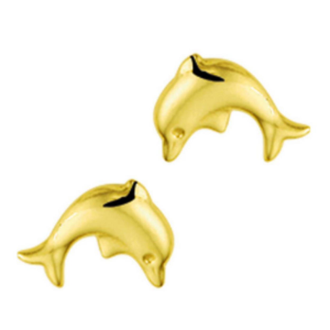 Geelgouden oorknoppen met een dolfijn.
