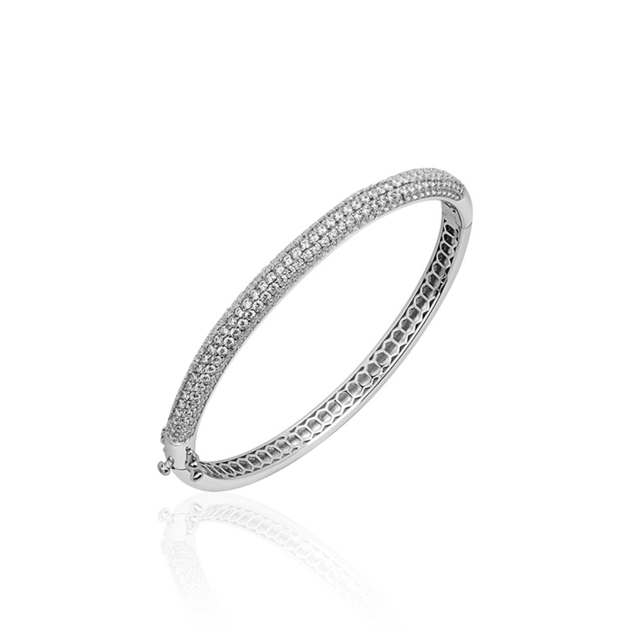 Fraaie zilveren armband, voorradig in grote maat / 64 mm