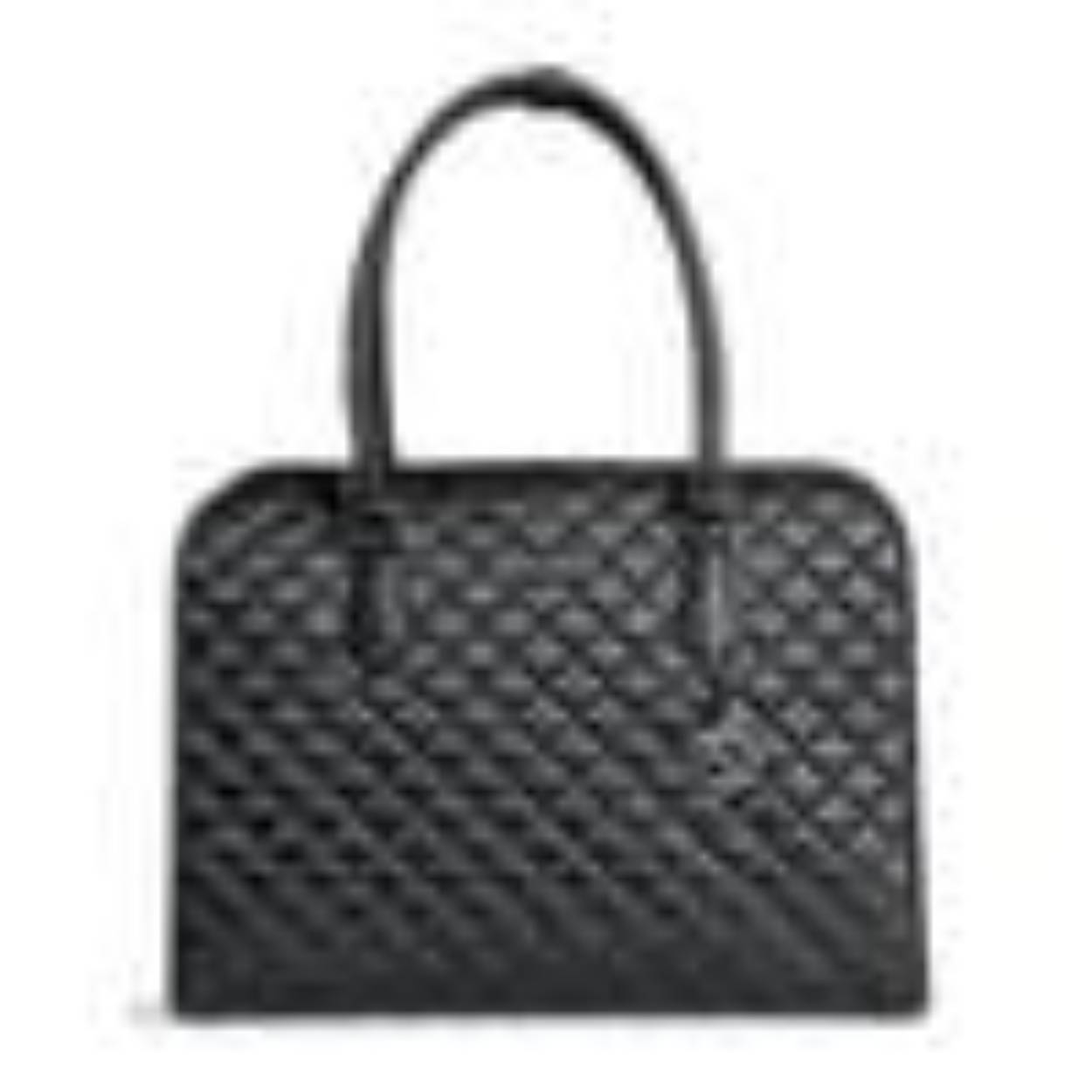 Werktas in chanel-stijl! Voor laptops tot 15,6 inch.
De buitengewone buitenkant van de Black Diamond 15.6 boeit iedereen meteen. Het satijn gerelateerde materiaal (fijn synthetisch) is zeer eenvoudig te reinigen en robuust. Een bijzonder designhoogtepunt van deze zakelijke tas voor dames is het uniforme zwarte quiltwerk in de vorm van kleine diamanten - een eerbetoon aan de stijliconen van Coco Chanel.
AFMETINGEN:
Breedte aan de onderkant: 43,0 cm
Breedte aan de bovenkant: 41,0 cm
Hoogte 32,5 cm
Vloerafmetingen: 43,0 cm x 13 cm.

Voorzieningen:
twee geheime buitenzakken
Trolleylus aan de achterkant.
easy running metalen rits
uitneembaar middenvak met allround vulling voor tablet/
Laptop tot 15,6 inch (interne afmetingen: 38 cm x 27 cm)
1x groot vak met rits
3 x vakken voor smartphones en accessoires.
3 x pennenhouders.
1x klein vak met rits

Materiaal: fijne kunststoffen (Nivodur)

Voering van wijnrode viscose
Bedrijf in chanel-stijl! Voor laptops tot 15,6 inch.
De buitengewone buitenkant van de Black Diamond 15.6 boeit iedereen meteen. Het satijngerelateerde materiaal (fijn synthetisch) is zeer eenvoudig te reinigen en robuust. Een bijzonder designhoogtepunt van deze zakelijke tas voor dames is het uniforme zwarte quiltwerk in de vorm van kleine diamanten - een eerbetoon aan de stijliconen van Coco Chanel.
AFMETINGEN:
Breedte aan de onderkant: 43,0 cm
Breedte aan de bovenkant: 41,0 cm
Hoogte 32,5 cm
Vloerafmetingen: 43,0 cm x 13 cm.
Gewicht 1,1 kg
Voorzieningen:
twee geheime buitenzakken
Trolleylus aan de achterkant.
easy running metalen rits
uitneembaar middenvak met allround vulling voor tablet/
Laptop tot 15,6 inch (interne afmetingen: 38 cm x 27 cm)
1x groot vak met rits
3 x vakken voor smartphones en accessoires.
3 x pennenhouders.
1x klein vak met rits
