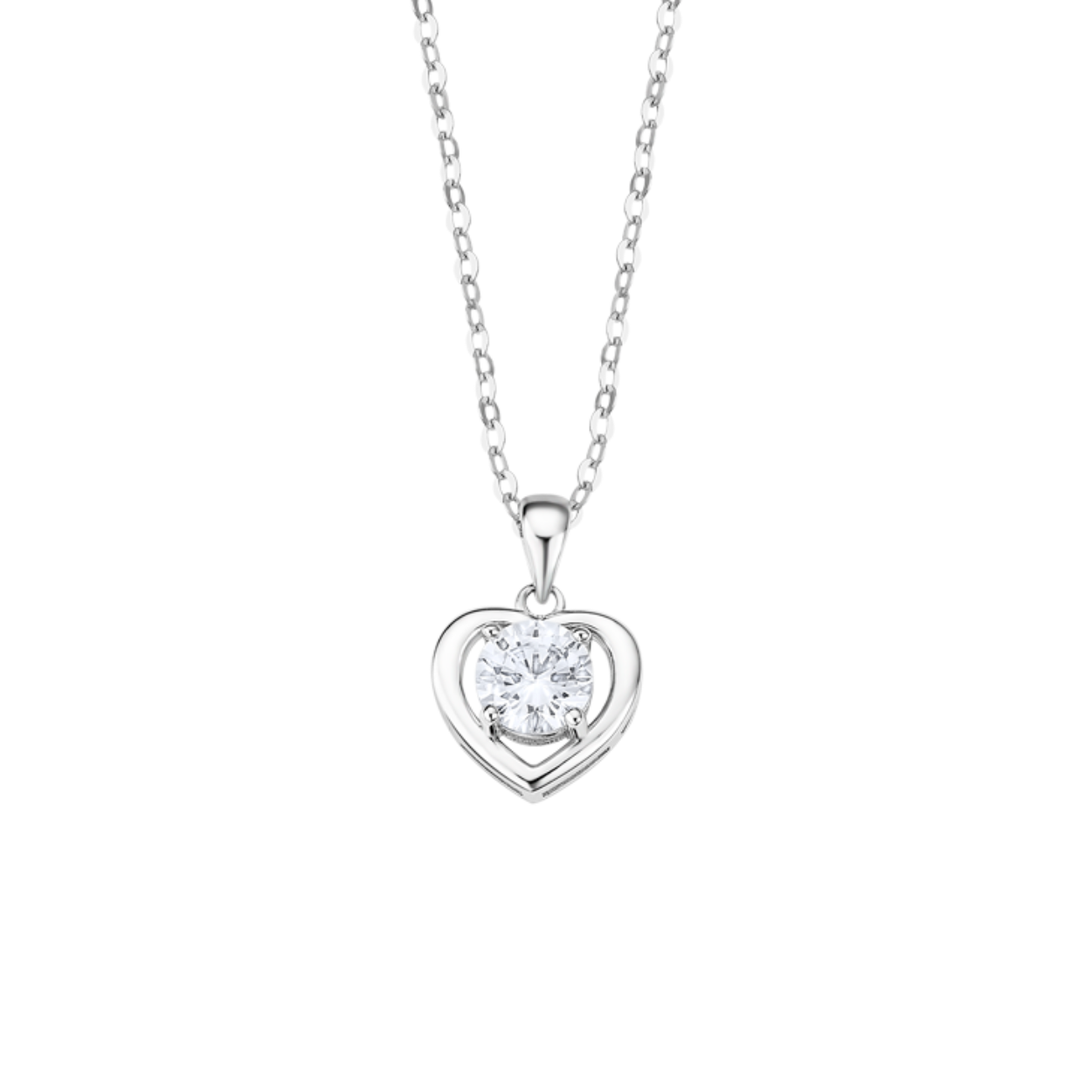 Zilveren ketting hartje lotus silver