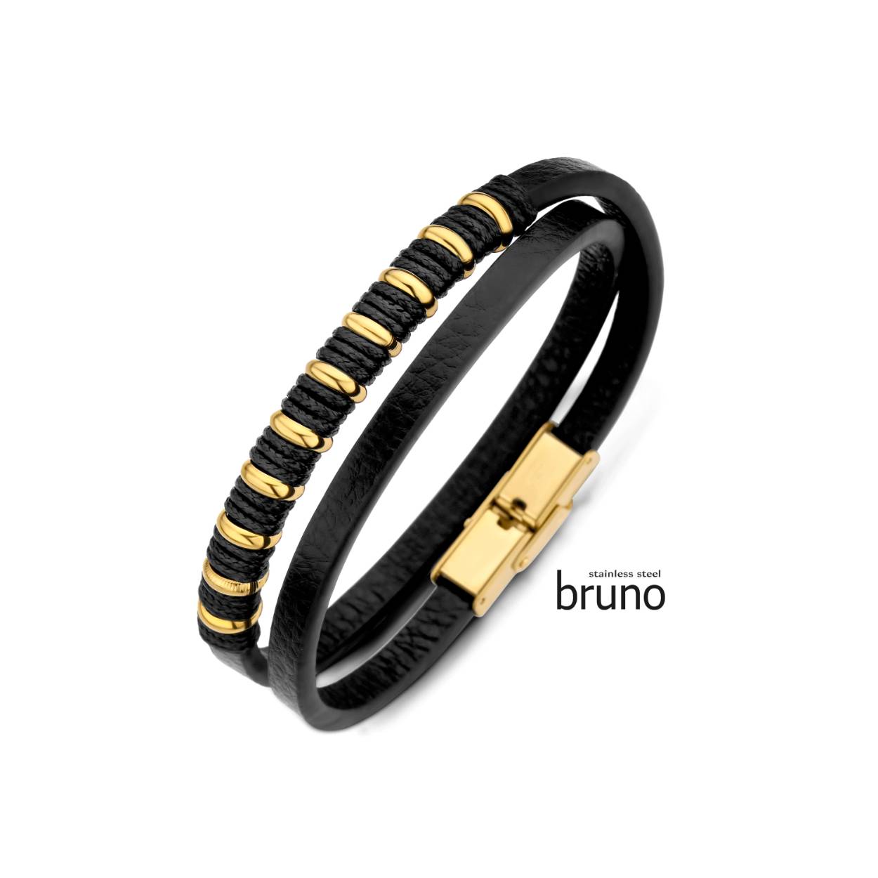 heren armband in zwart en goudkleur