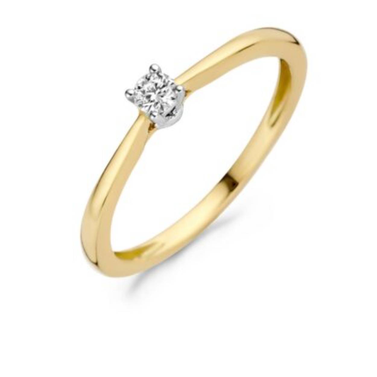 Blush ring 14k wit- en geelgoud met een briljant geslepen diamant.