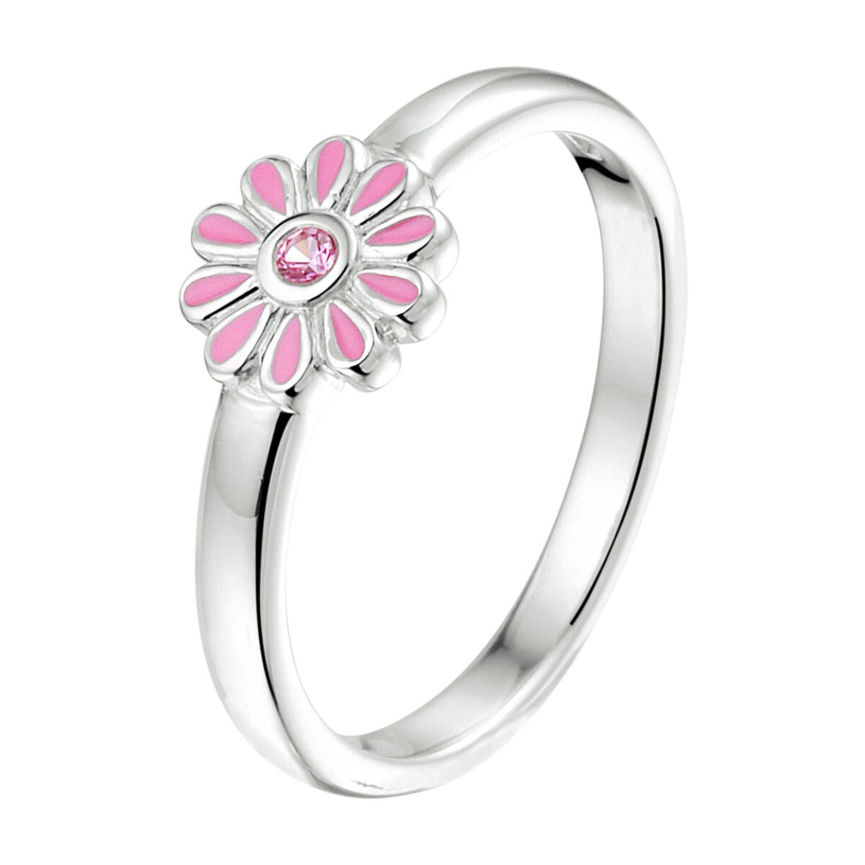 ring bloem roze zirkonia