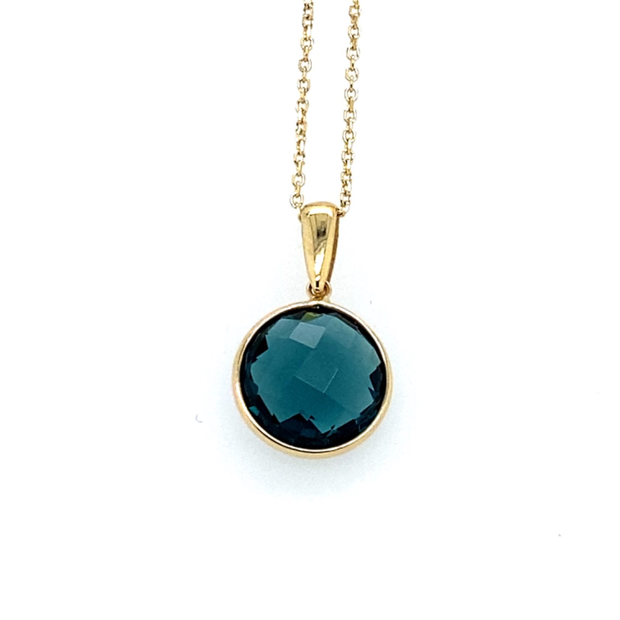 1405C GEEL goud collier met london blue topaas