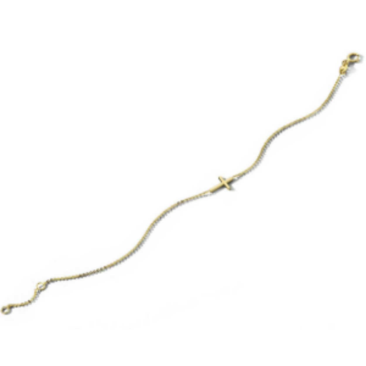 14krt gouden armband kruis 0,8 mm 16,5 + 2 cm
