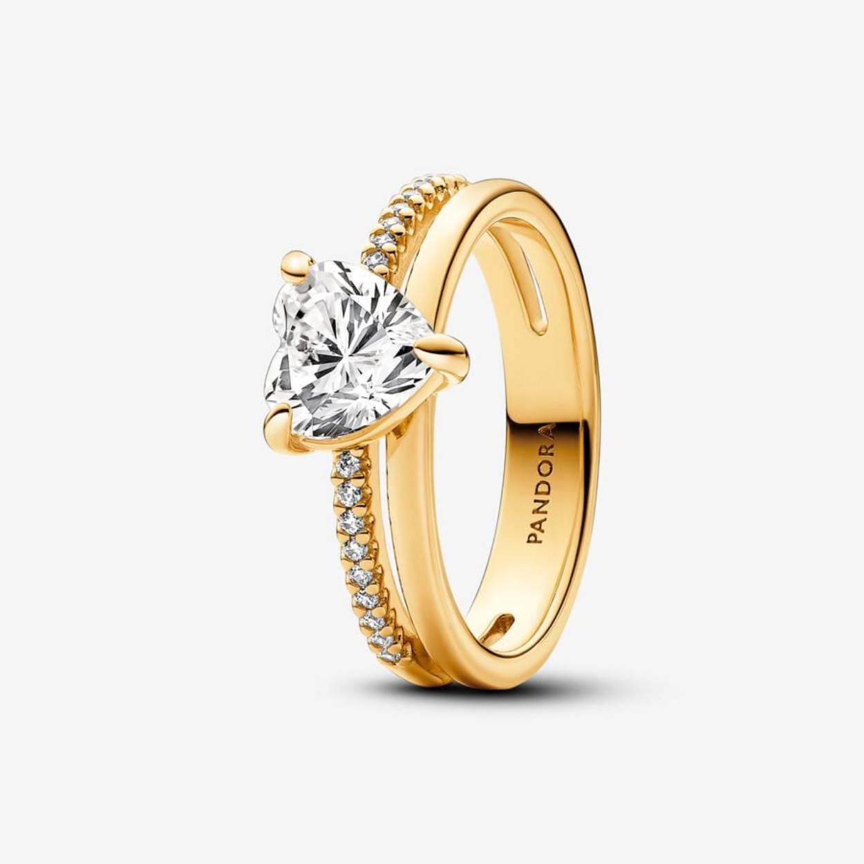 Hart 14K vergulde ring met een heldere kubieke zirkonia