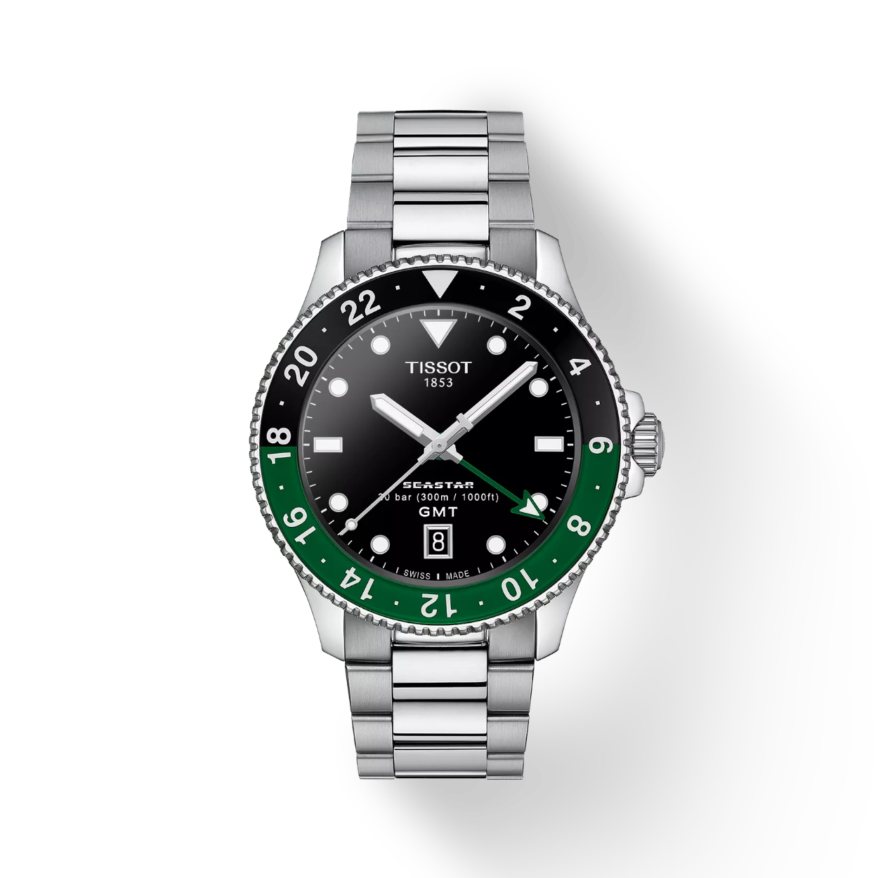 Dit model combineert alle elementen die u van een sporthorloge mag verwachten en is een horloge waarop u kunt vertrouwen – op, in of onder water. Indrukwekkende waterbestendigheid tot een druk van 30 bar (300 m/1000 ft) wordt gecombineerd met de energie van een Swiss Made quartz-uurwerk. Met een geschroefde kroon en achterkant en Superluminova ® die ervoor zorgt dat het in het donker leesbaar is, is de Seastar 1000 Quartz GMT een aquatisch aas dat werkelijk alles heeft. De geschroefde kroon biedt ook extra bescherming tegen stoten.