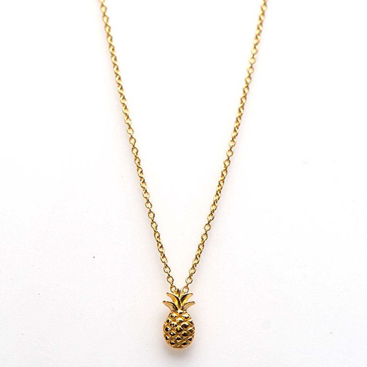Karma zilveren collier, geel verguld ananas