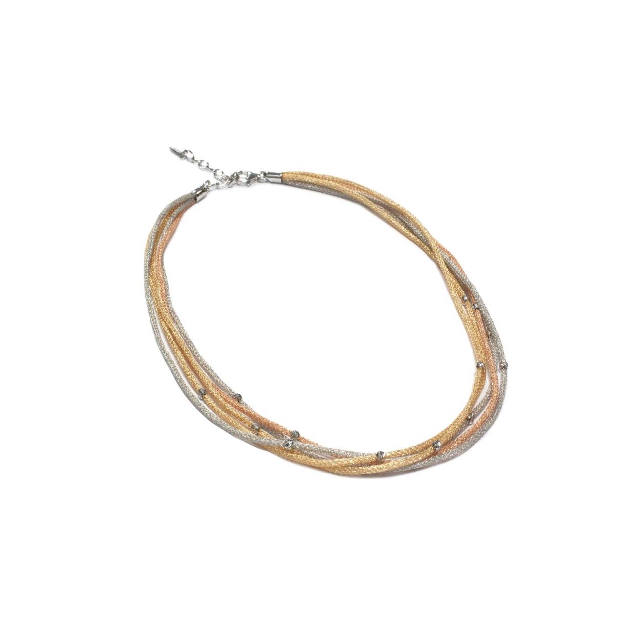 Borsari Gioielli collier 'Venere' geëmailleerde gekleurde koperdraden met zilveren magneet slot