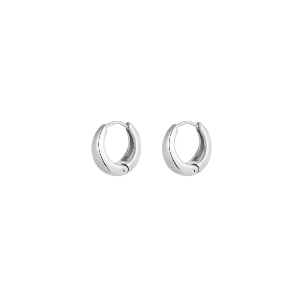Medium basic hoop earrings - Silver Color color