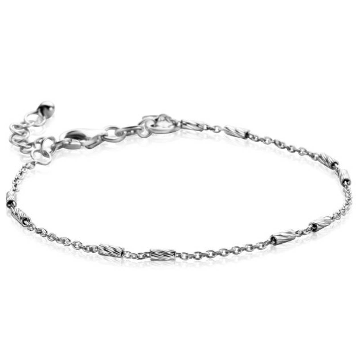 ZINZI zilveren schakel armband met 10 kleine staafjes 17-20cm ZIA2466
