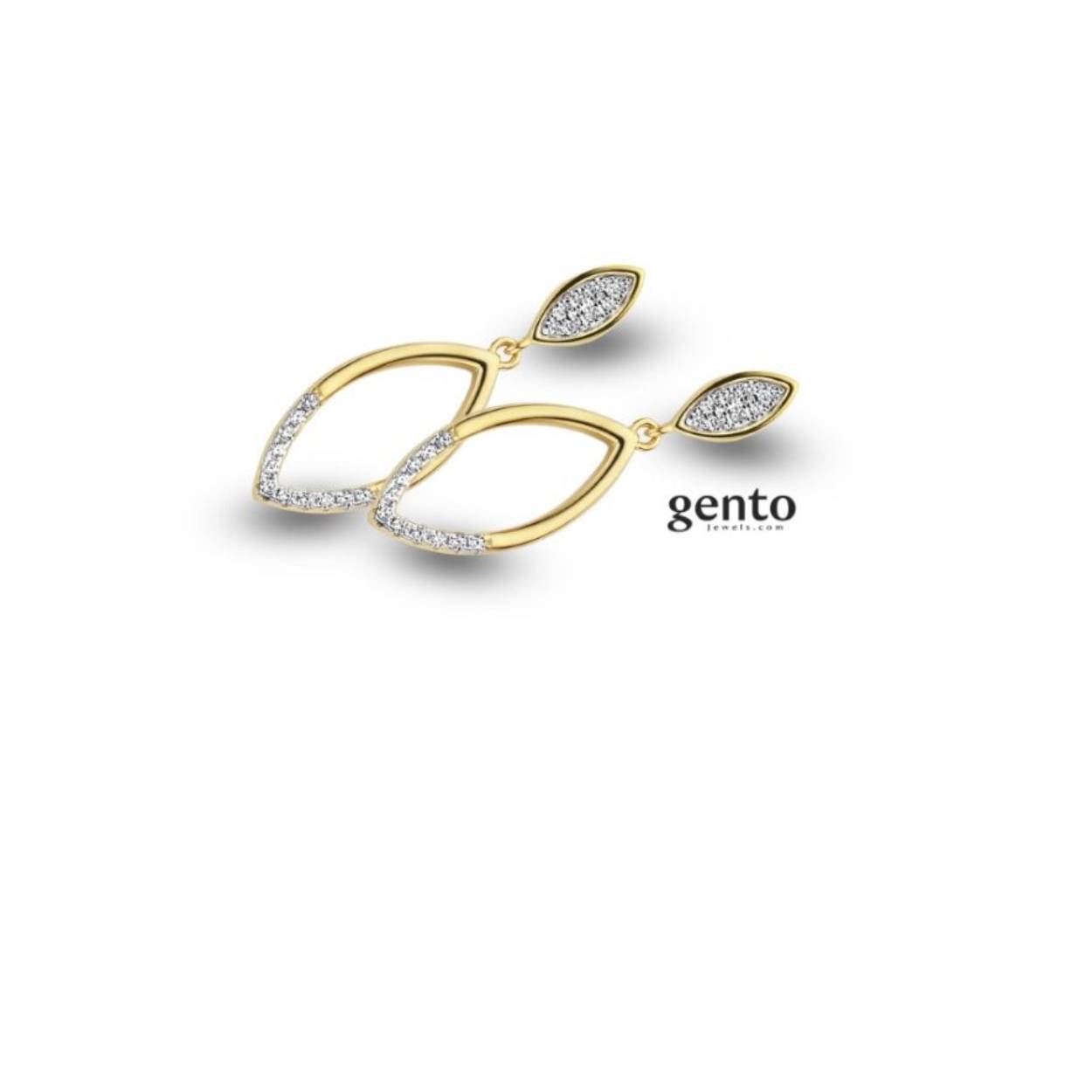 Oorbellen zilver/gold gento jewels zirc