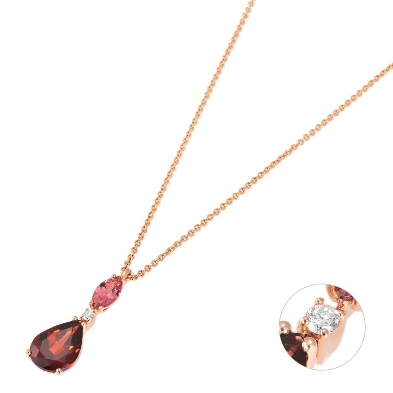 Ponte Vecchio 18krt roodgouden collier Iris met granaat, toermalijn en diamant CP1760GRR