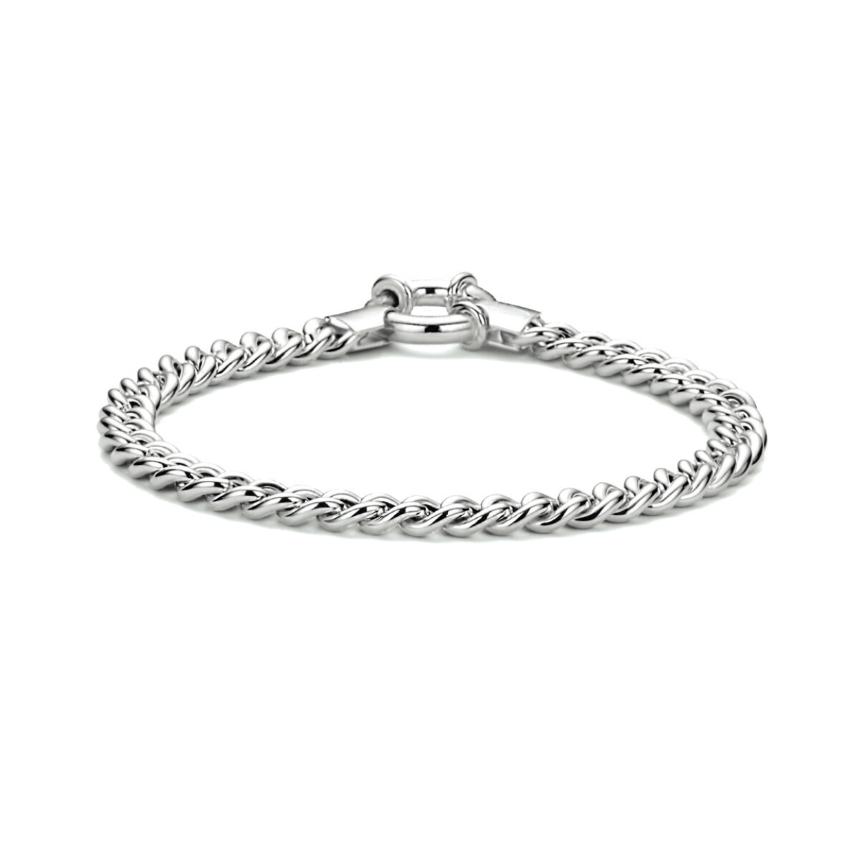Gerhodineerd 925 zilveren gourmet armband met een schakelbreedte van 5.8mm. De armband heeft een draaglengte van 19cm.
