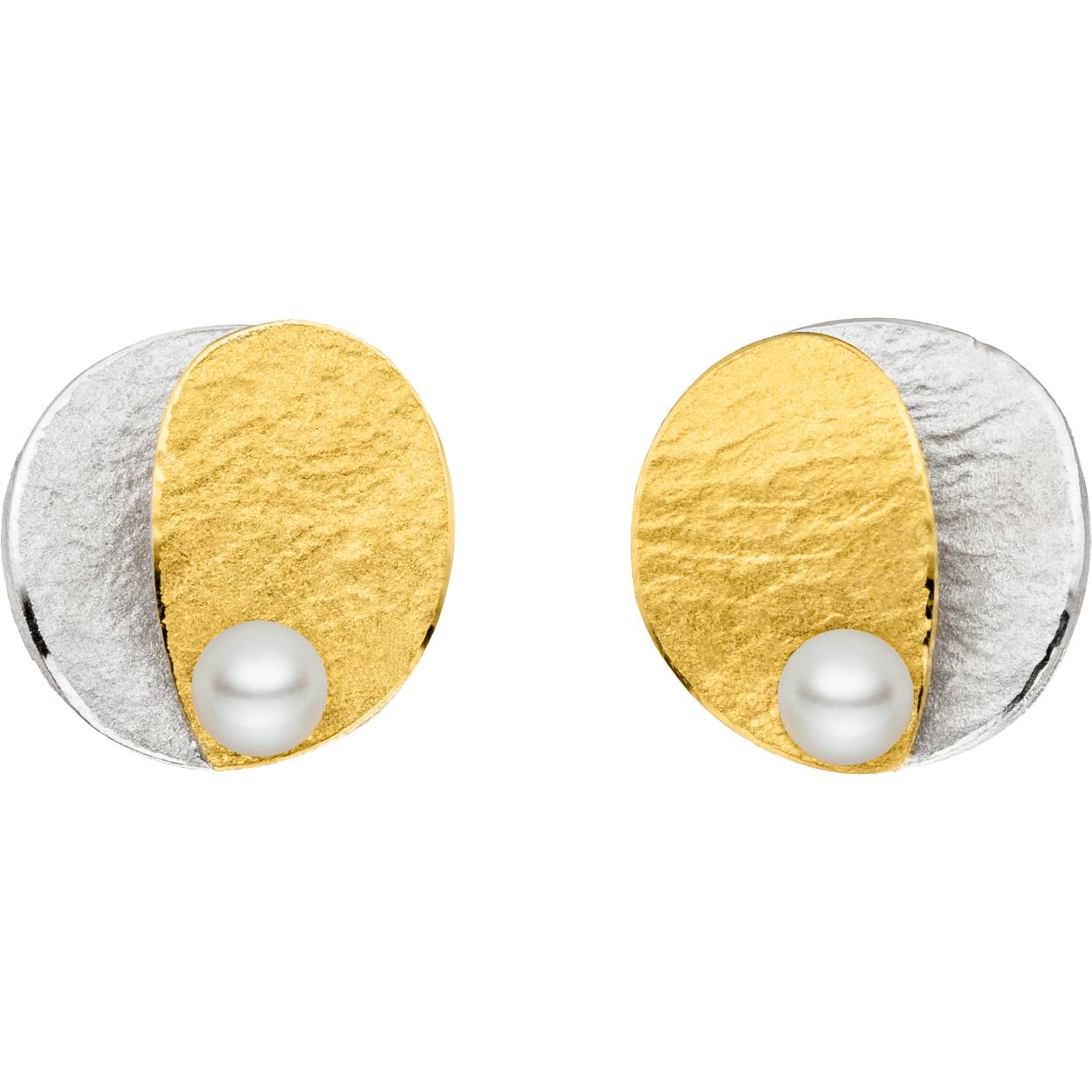 Manu Schmuck oorstekers met parel zilver/goud 0864PEW PAREL 3.5MM