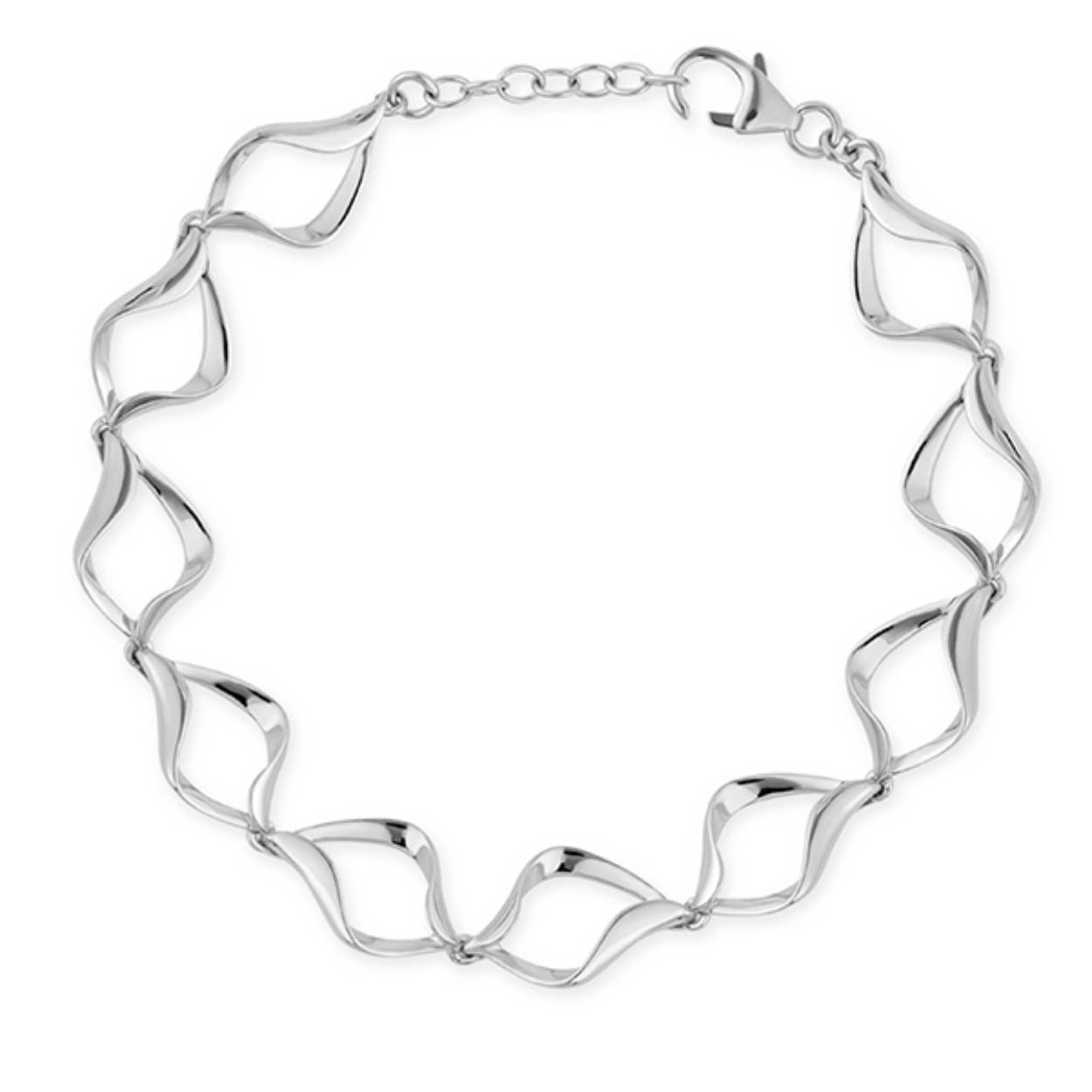 Bijzonder zilveren armband met fantasie schakels 20cm met verlengketting