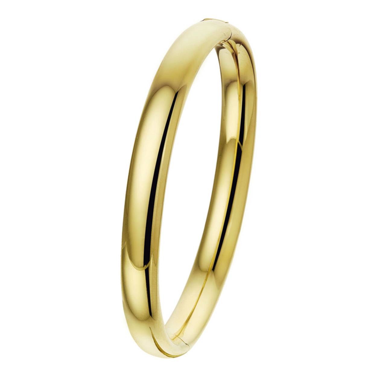 Gouden armband bangle ovaal buis met scharnier 8mm 63mm