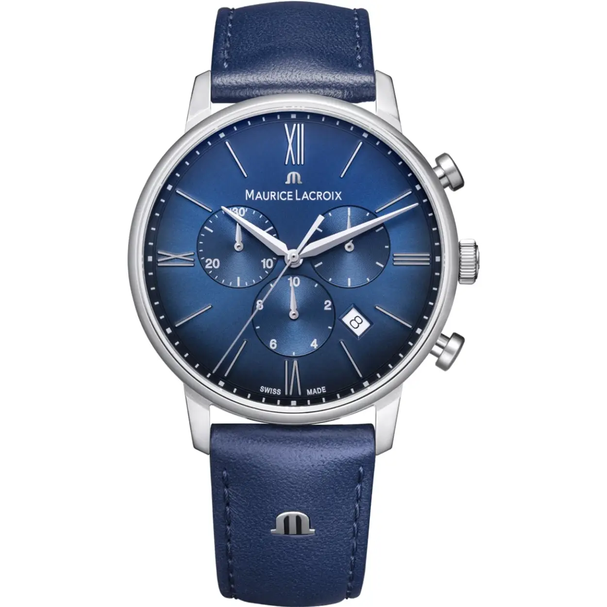 Dit is een horloge van het merk Maurice Lacroix gemaakt voor heren.
De specificaties zijn als volgt:
Kastmaat: 40 mm
Kastdikte: 10 mm
Bandbreedte: 20
Waterdichtheid: 5 ATM / 50 Meter / 165 Feet
Dit horloge heeft de volgende functies/eigenschappen:
Chronograaf
Datumaanduiding