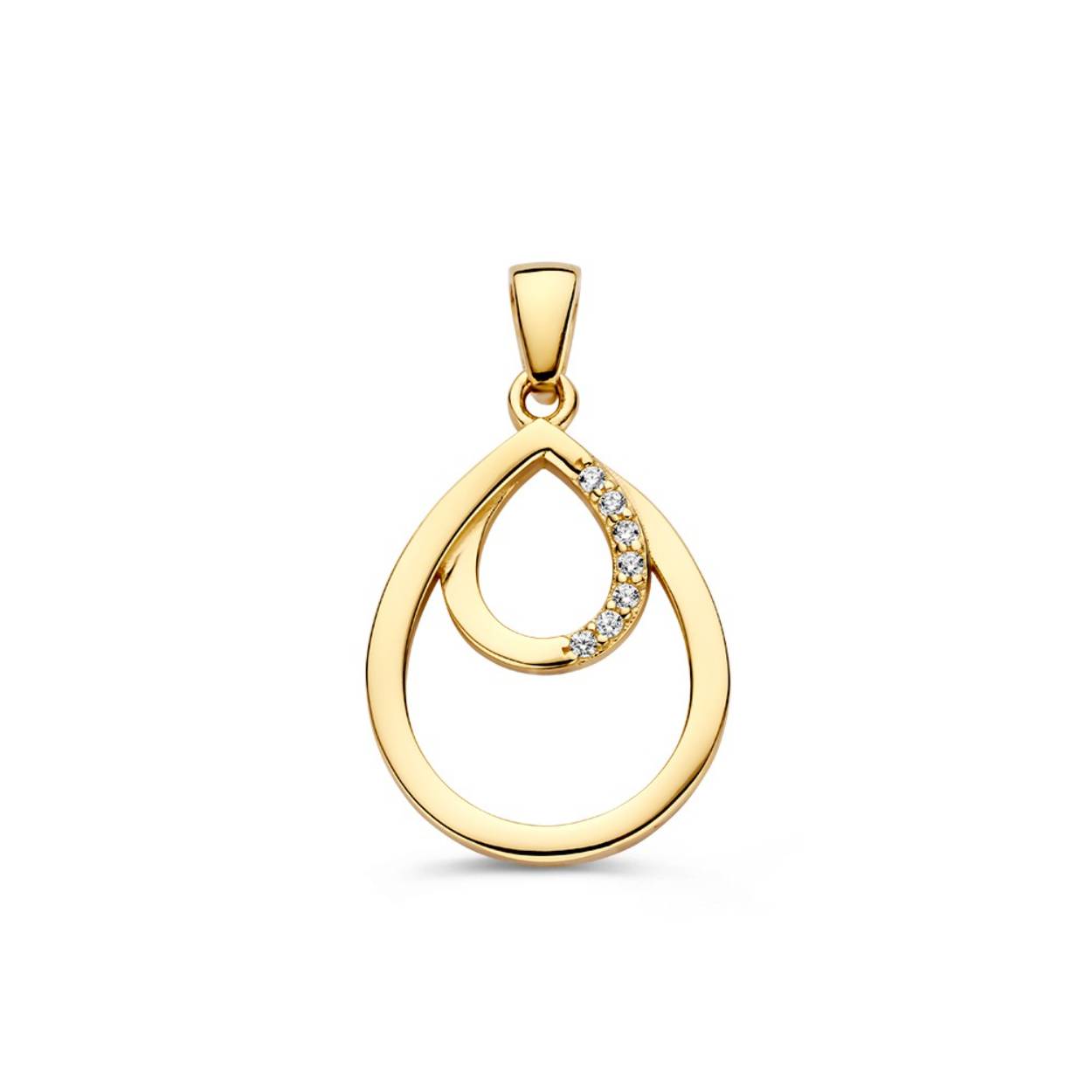 14k geelgouden hanger met zirkonia