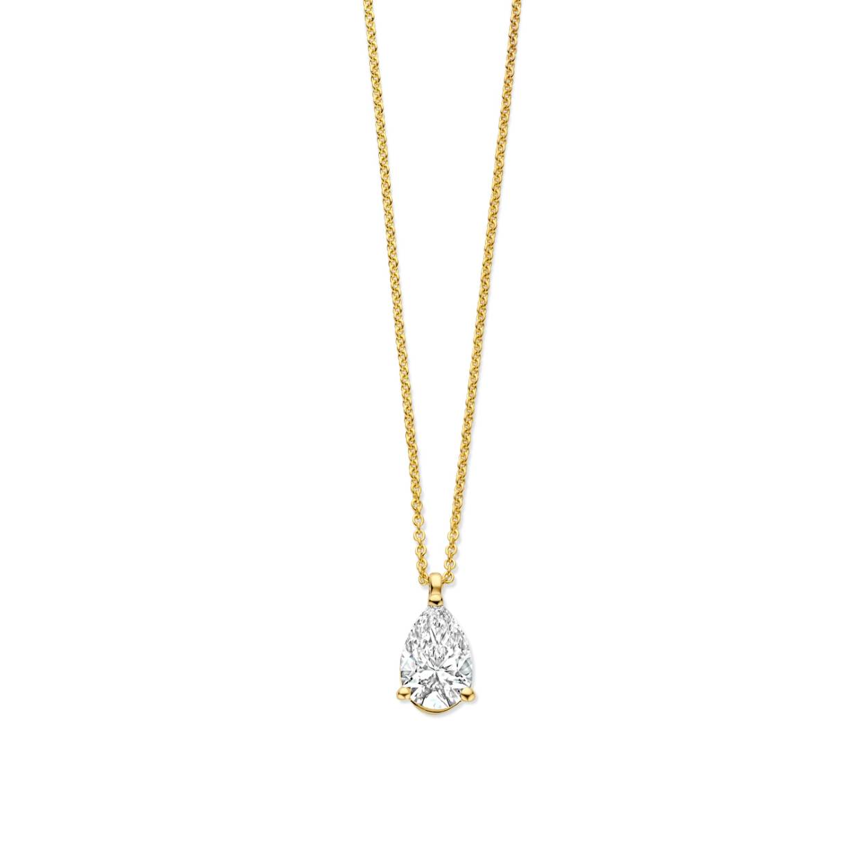 Ketting met hanger goud 18kt bezett met labdiamanten