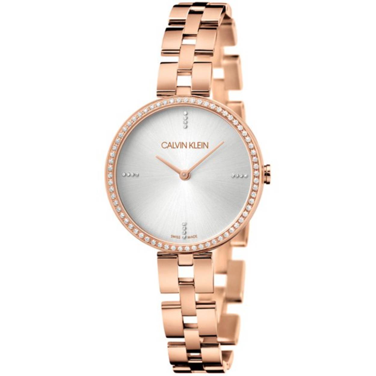 Calvin Klein Elegant dameshorloge KBF23X4W Rose
Sculptured design, Calvin Klein Elegant. Met zijn industriële design touch is dit horloge het perfecte accesoire voor een opmerkelijke outfit.

Dit CK Elegant dames horloge heeft een glad gepolijste rose edelstalen band bestaande uit strakke schakels, een rose edelstalen kast en een zilverkleurige ronde wijzerplaat. Het Calvin Klein Elegant horloge heeft krasvast saffierglas en is 3 ATM water resistant.
Het Elegant horloge van Calvin Klein KBF23X4W is tevens goed te dragen als een armband. 2 jaar garantie op het uurwerk.