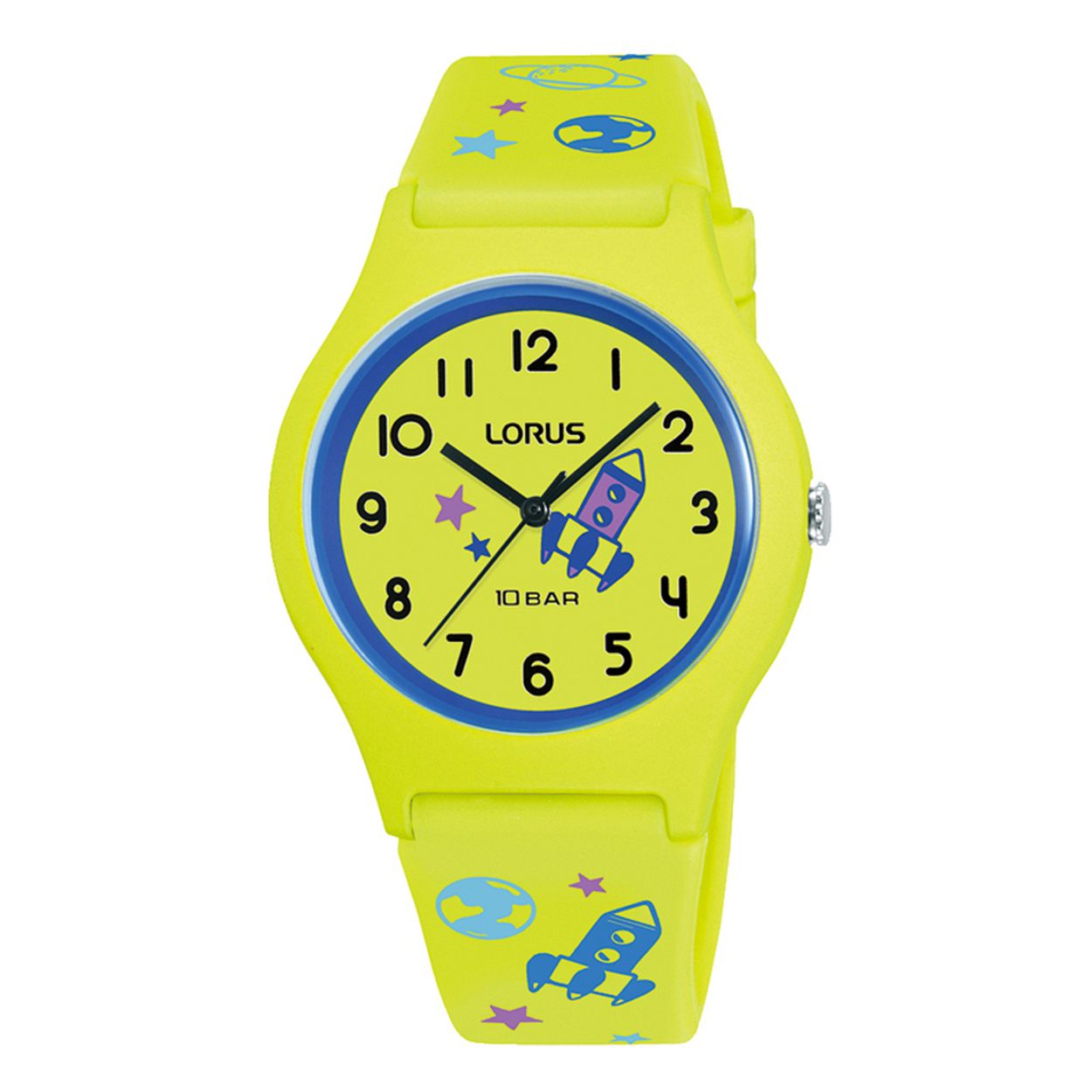 Dit is een horloge van het merk Lorus. Het is een analoog horloge gemaakt van kunststof. De diameter van de kast is 34 mm.