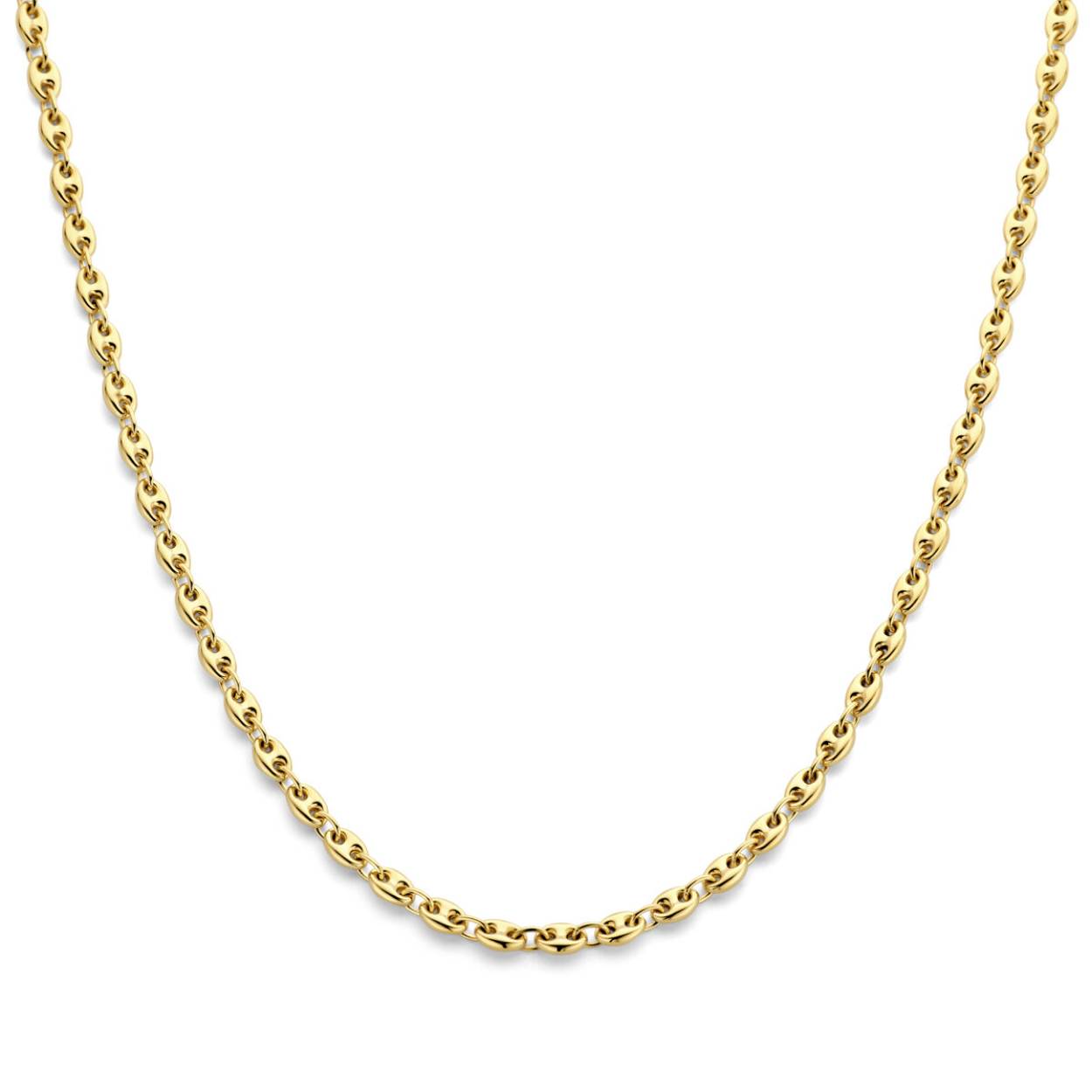 14k geelgouden geslepen koffieboon schakel collier op 45 cm