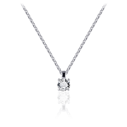 Zilveren collier 42+3 cm met zirkonia hanger vierkant