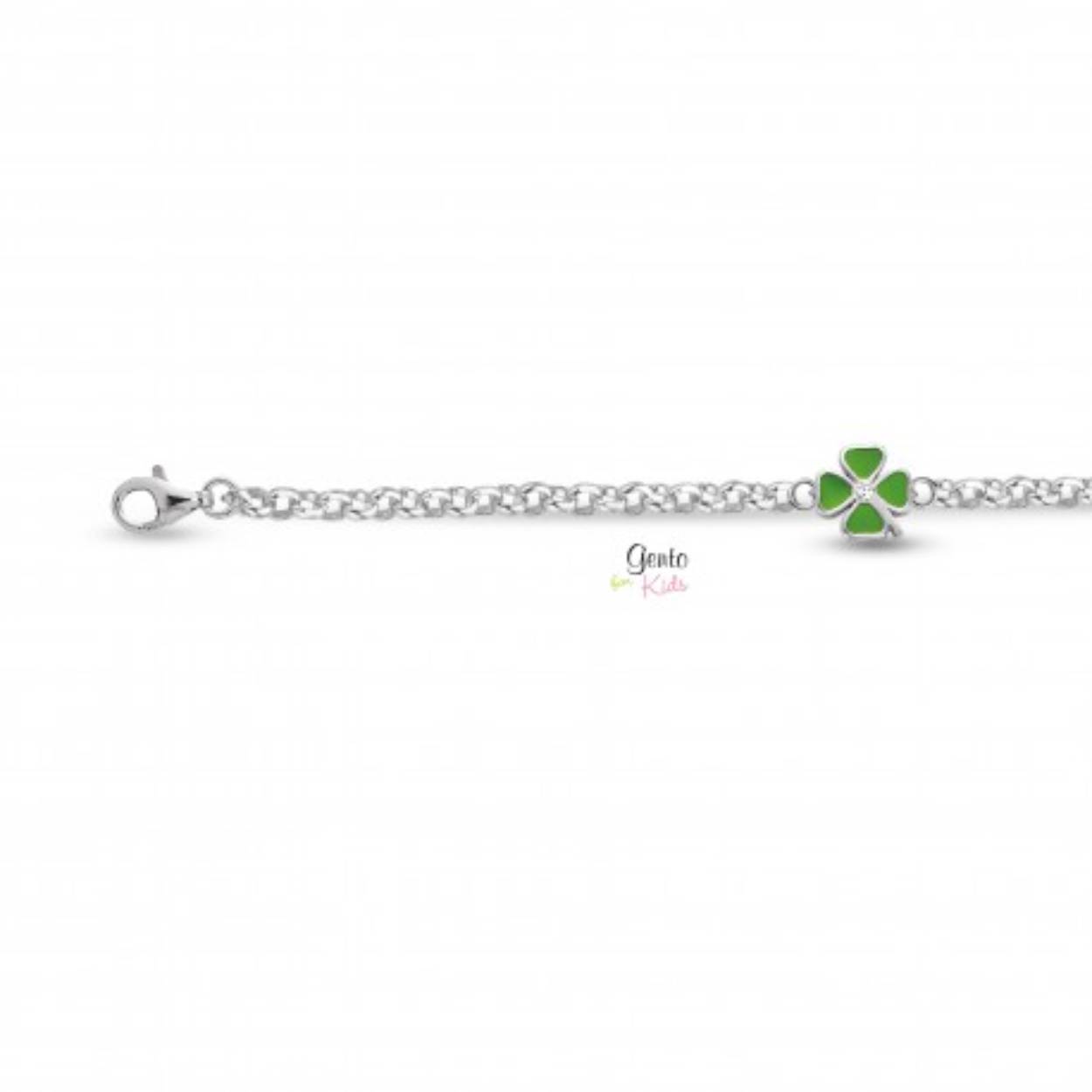 armbandje in zilver met klavertje vier