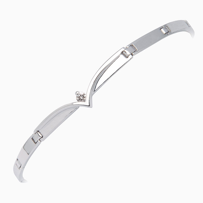 Eclat 14krt witgouden plaatarmband met diamant