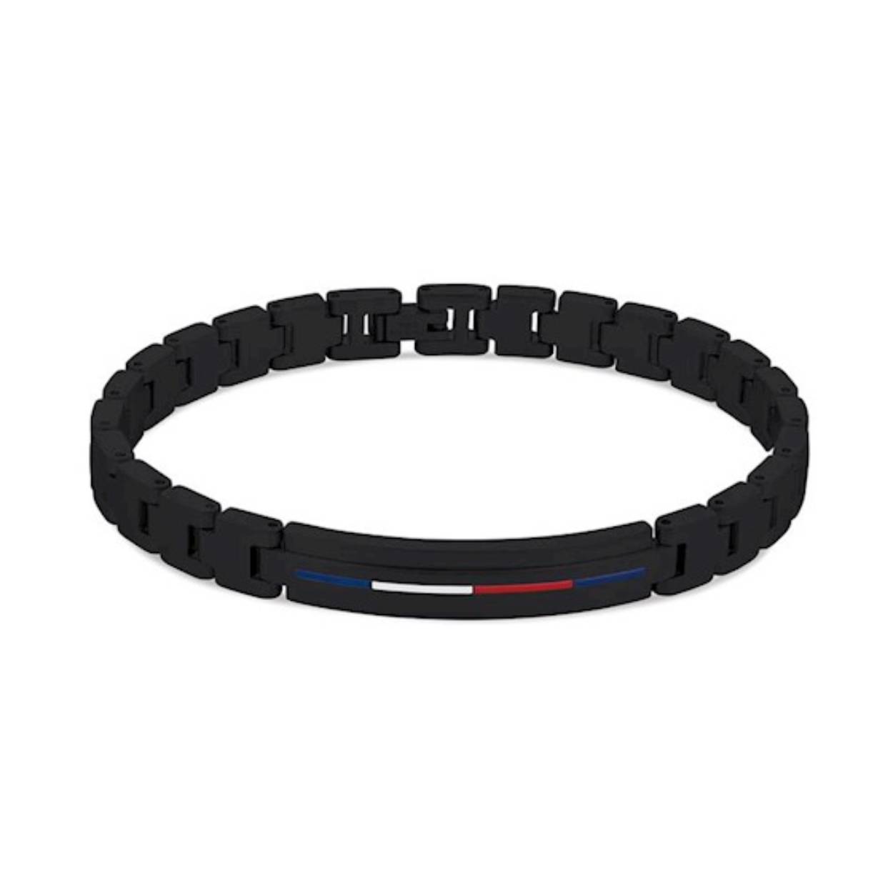 Een edelstalen armband van Tommy Hilfiger model TJ2790312 met een zwarte coating.  De armband is te dragen tussen 18,5 en 20 cm.