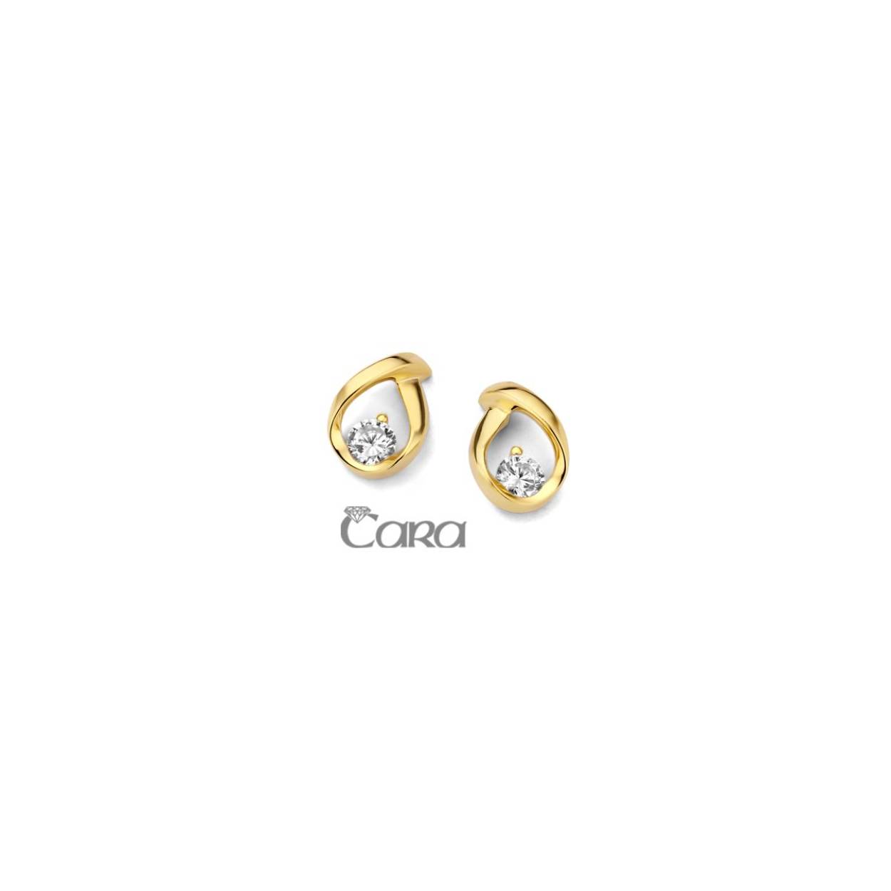 Cara oorstekers goud 18k met  zirconia