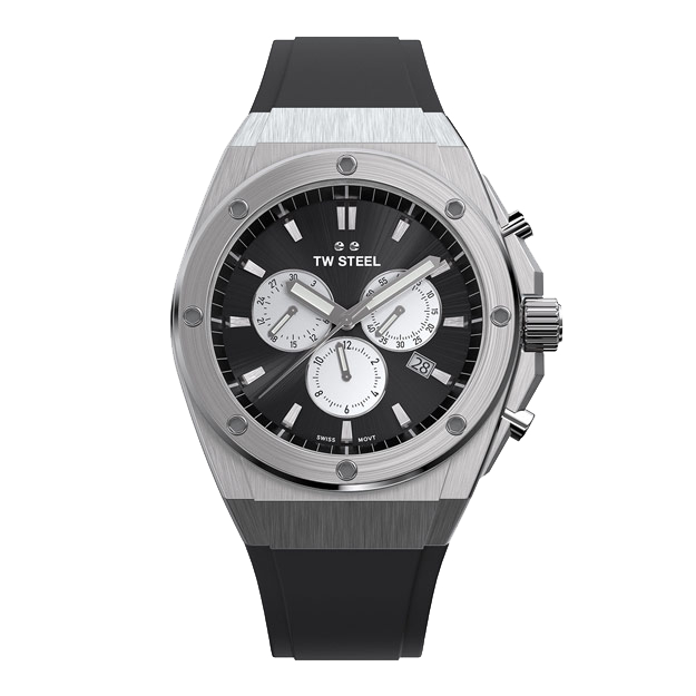 Stijlvol Swiss made, saffierglas siliconen band