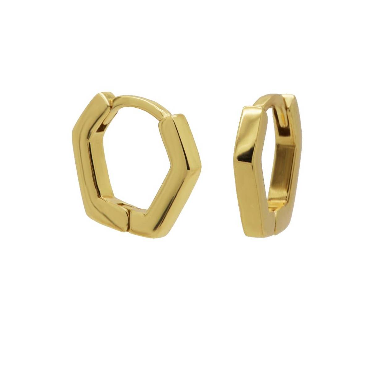 Plain Hoops Square Hexagon 12MM Goldplated