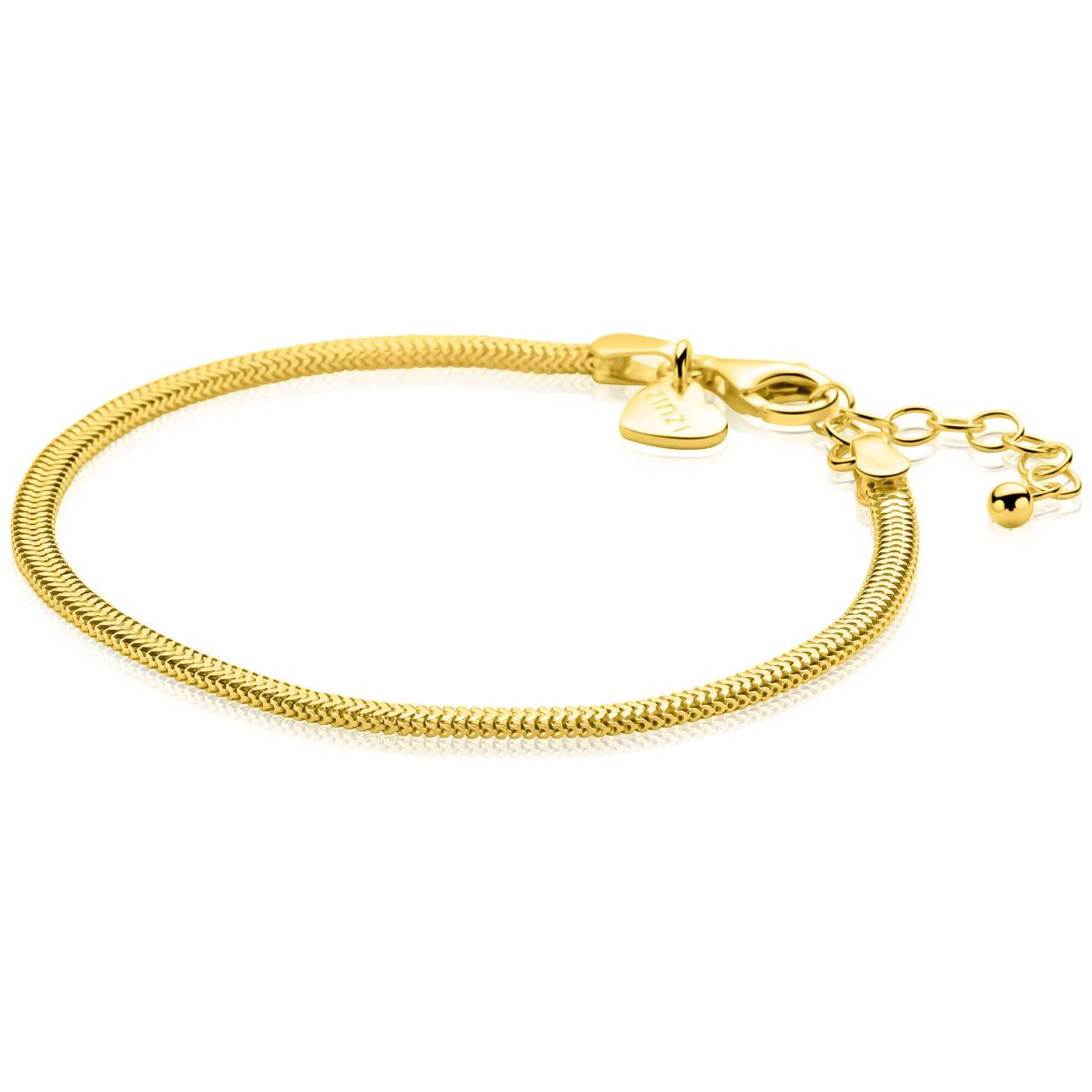 ZINZI gold plated zilveren platte slangen schakel armband