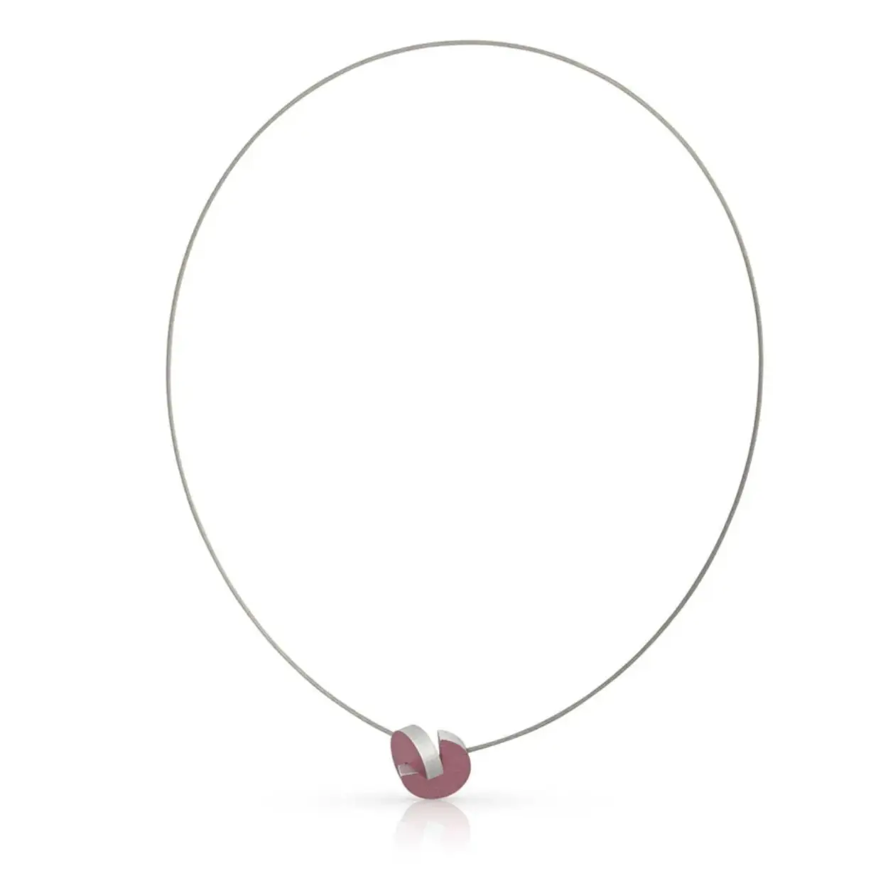 Collier Geesje met twee in elkaar schuivende rondjes in roze/rood. Dit collier is verkrijgbaar in de combinaties Zand | Antraciet, Rood | Roze en Blauw | Groen. Aan iedere kant een andere kleur. De rondjes hangen aan een soepel dragende collierdraad. Dit collier kun je combineren met andere items uit onze collectie zoals de kleine, ronde oorknopjes O36 en de ring R5. Tijdloos en basic in de vormgeving.