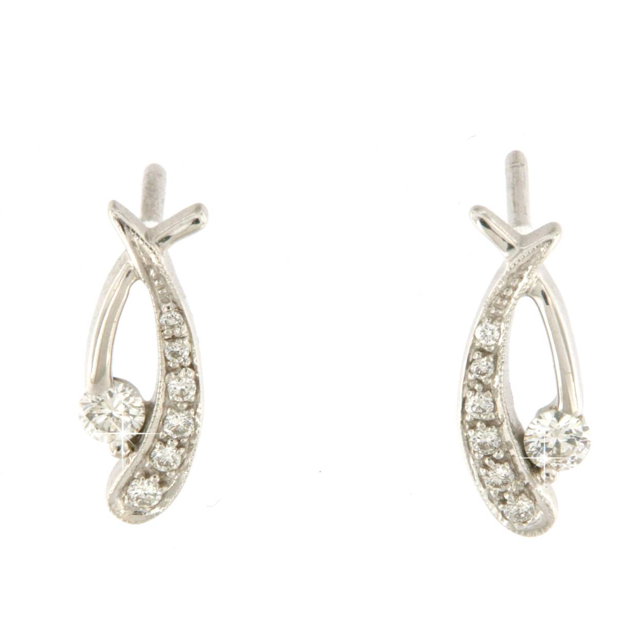 oorbellen in 18kt wit goud met 0.18ct diamant