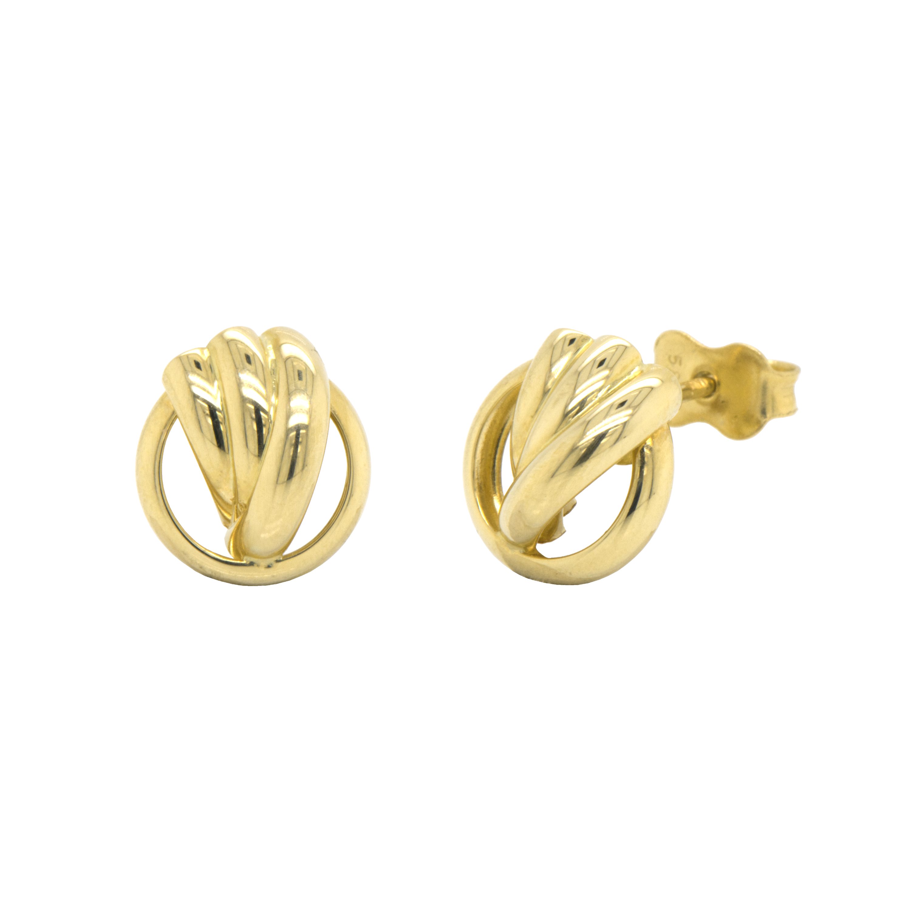 Deze 14-karaats geel gouden oorstekers zijn rond van vorm en op een fantasie-wijze bewerkt. Het goud is fijn gepolijst zodat de oorstekers prachtig glanzen in het licht.