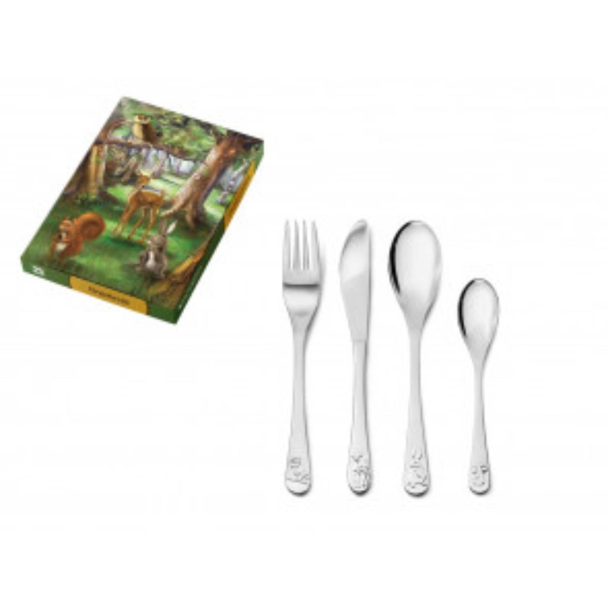 Deze lieve bosdieren maken eten nog leuker voor dierenliefhebbers. Op het bestek staan een hert, eekhoorn, haas en een uil afgebeeld. Verpakt in een mooie geschenkverpakking. Het bestek kan in de vaatwasser en de bestek onderdelen kunnen worden gegraveerd.